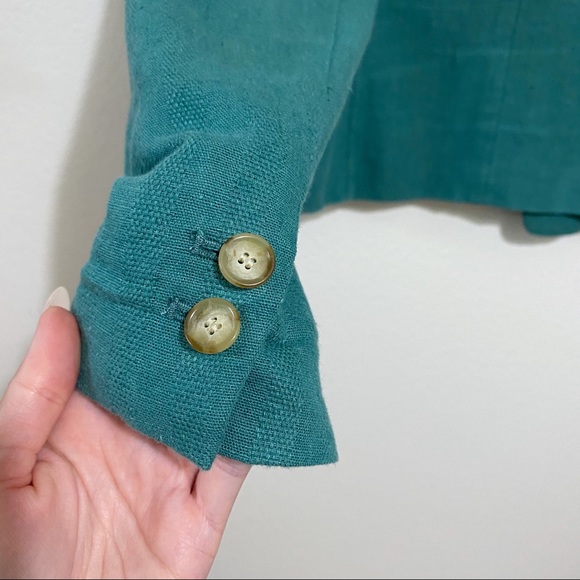 Loft Green Open Front Linen Blend Blazer Size 10 - Picture 6 of 7